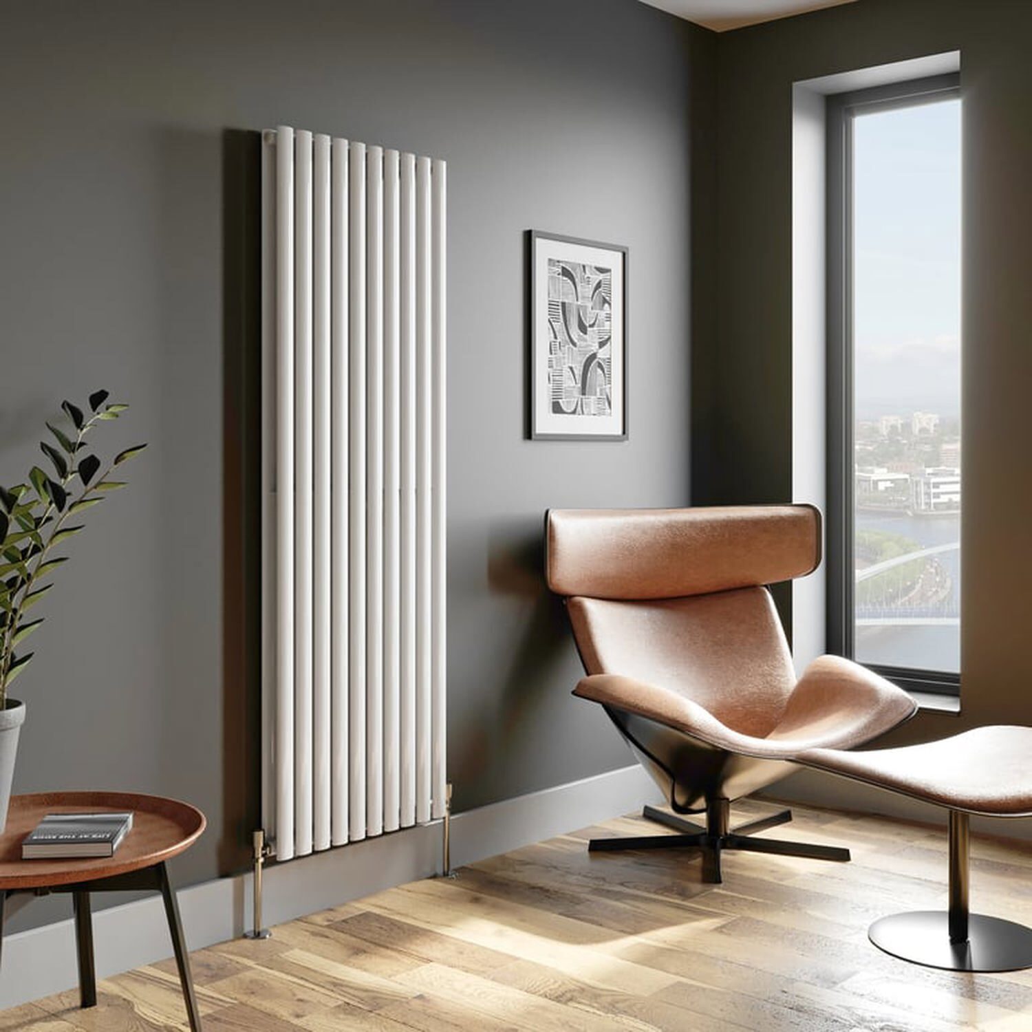 Temprazo Vertical Oval Tube Double Panel Designer Radiator - 1800 X 480Mm White - White / 1800Mm / 600Mm