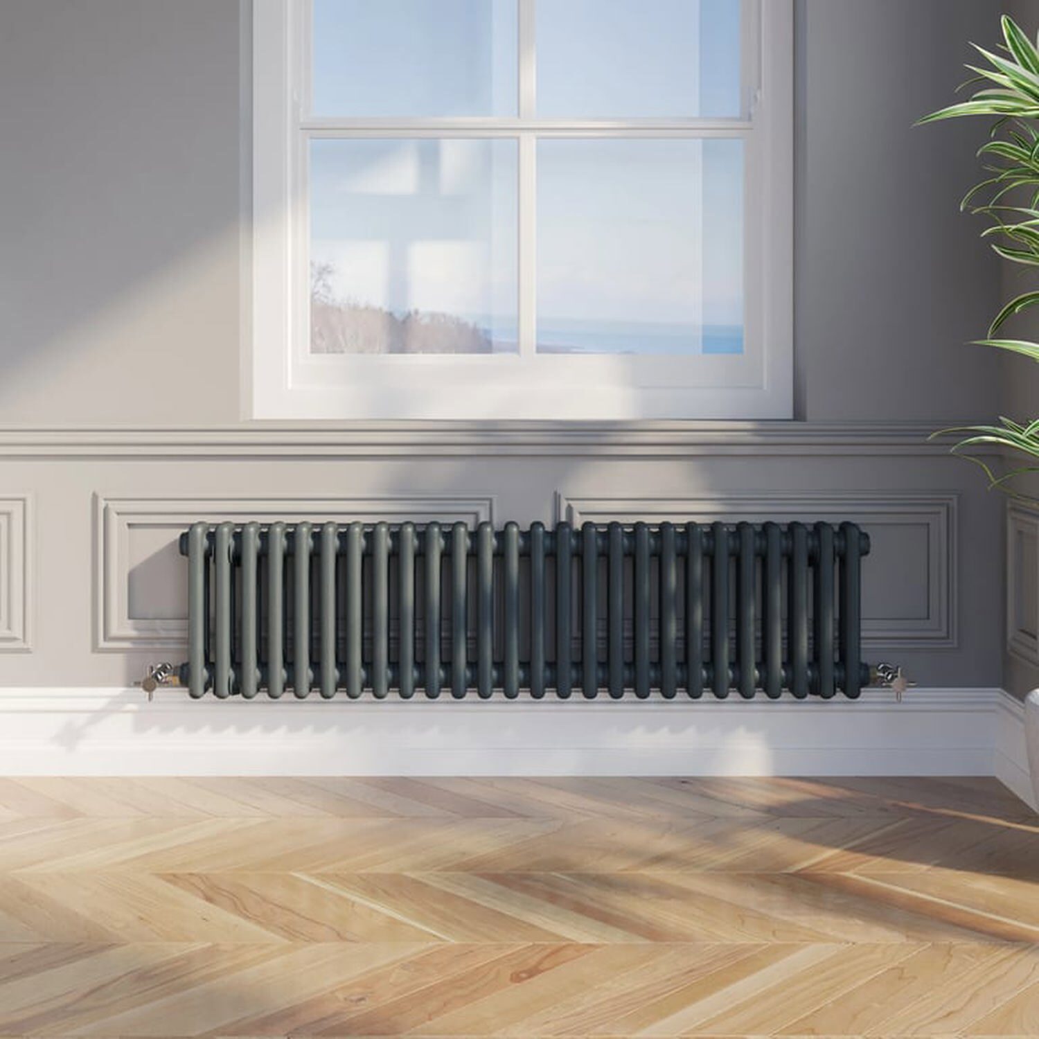 Temprazo Traditional Colosseum Double Bar Column Radiator Anthracite 300 X 1190Mm - Anthracite / 300Mm / 1190Mm / 70Mm