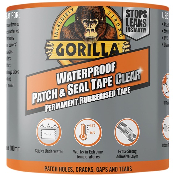 Gorilla Glue Waterproof Patch & Seal Tape, Clear, 100mm x 2.4m