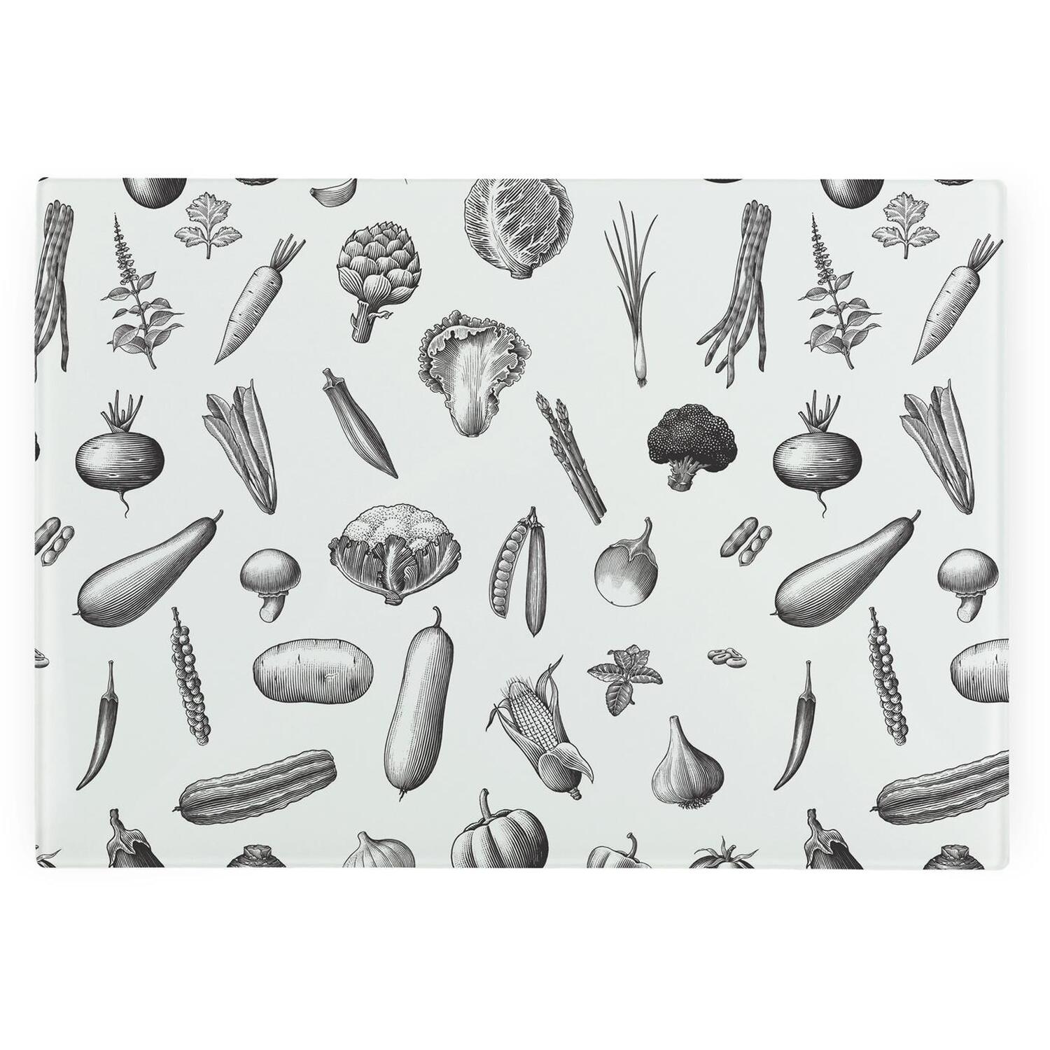 Image of Black & White Vegetables Smooth Glass&hellip;