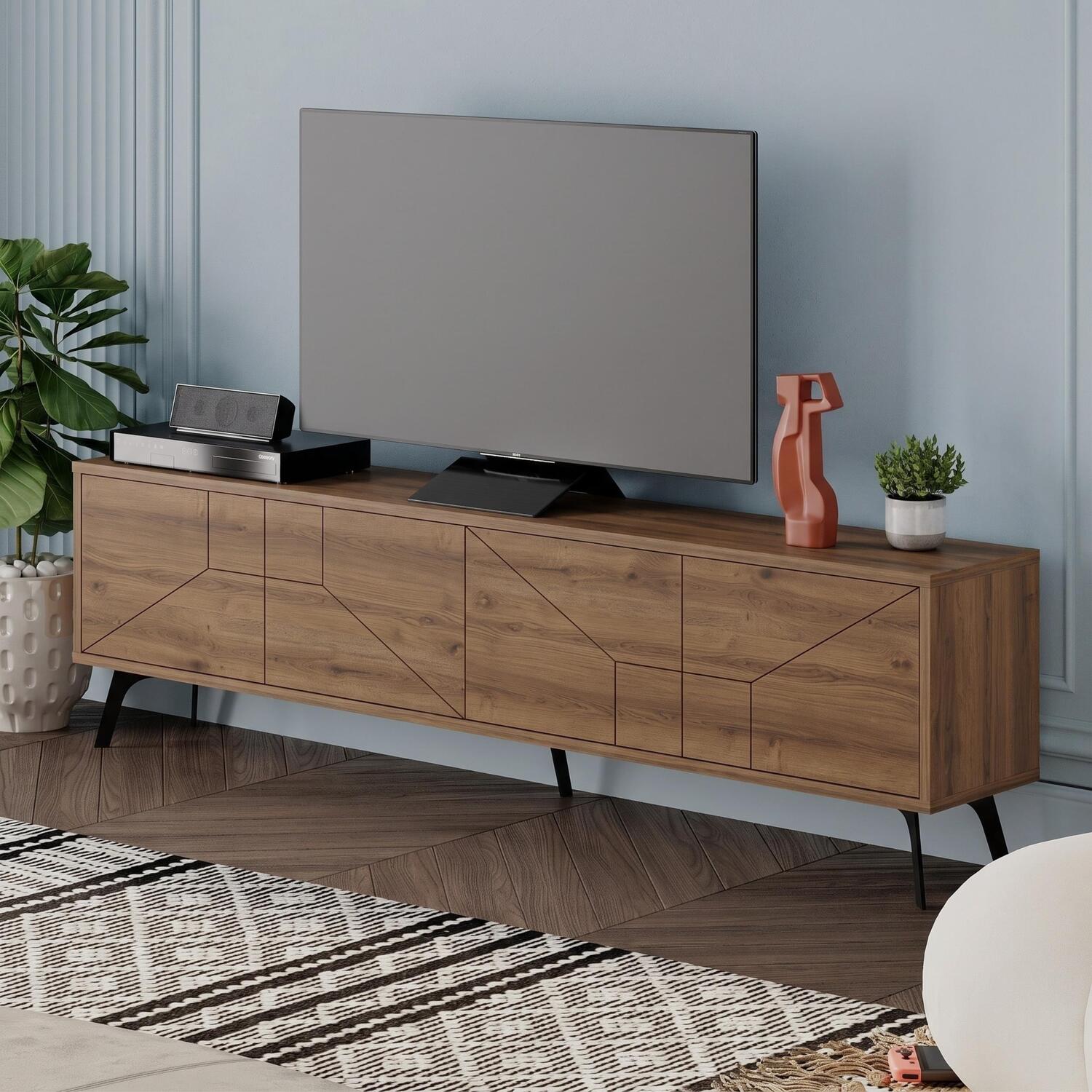 Decortie Dune Modern Tv Stand Multimedia Centre Tv Unit - Dark Oak Effect