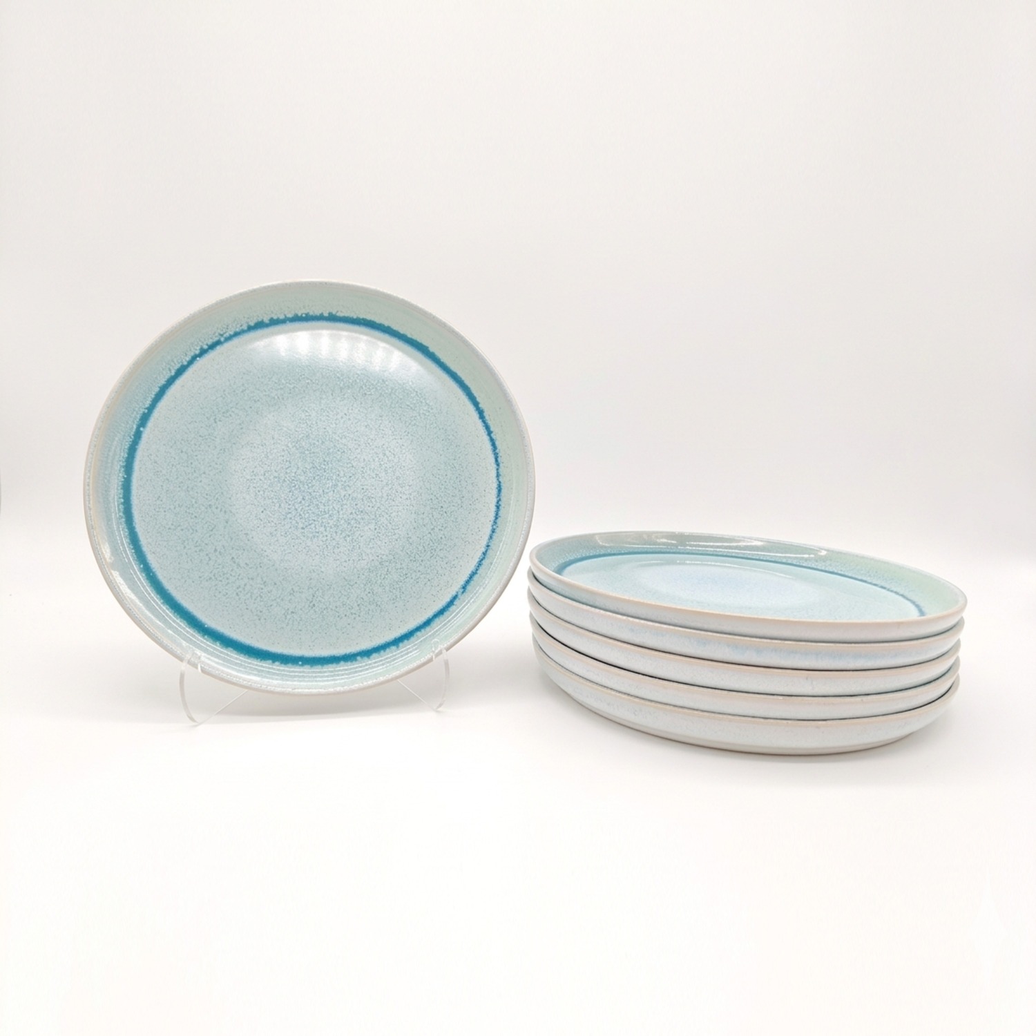 Glim & Glam Reactive Blue Glaze Dinnerware Dinner Plates 27Cm - Turquoise