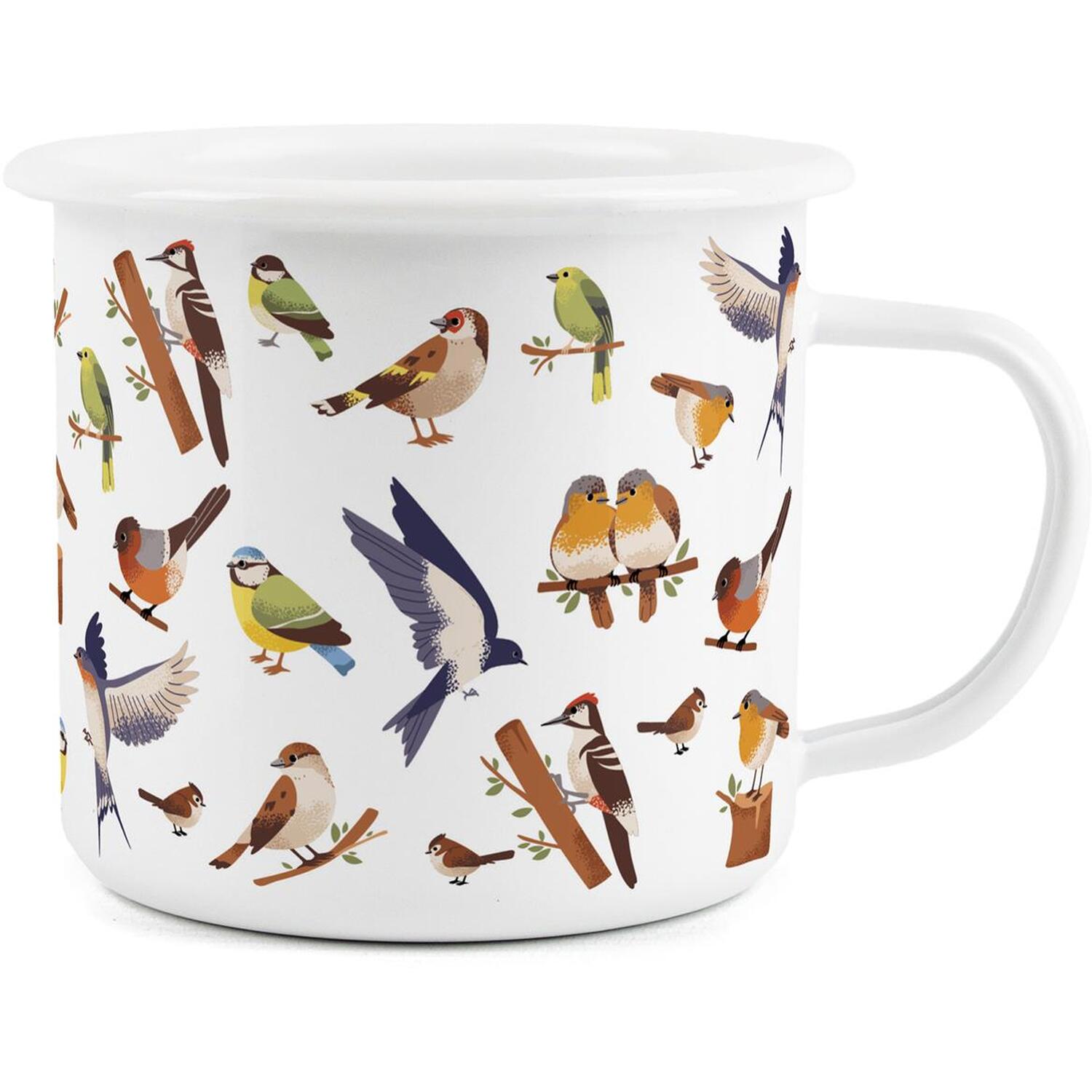 Image of UK Birds Enamel Mug - White