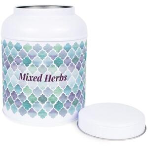 Arabesque Tile Mixed Herbs Canister - Small Domed Lid Kitchen Storage Jar