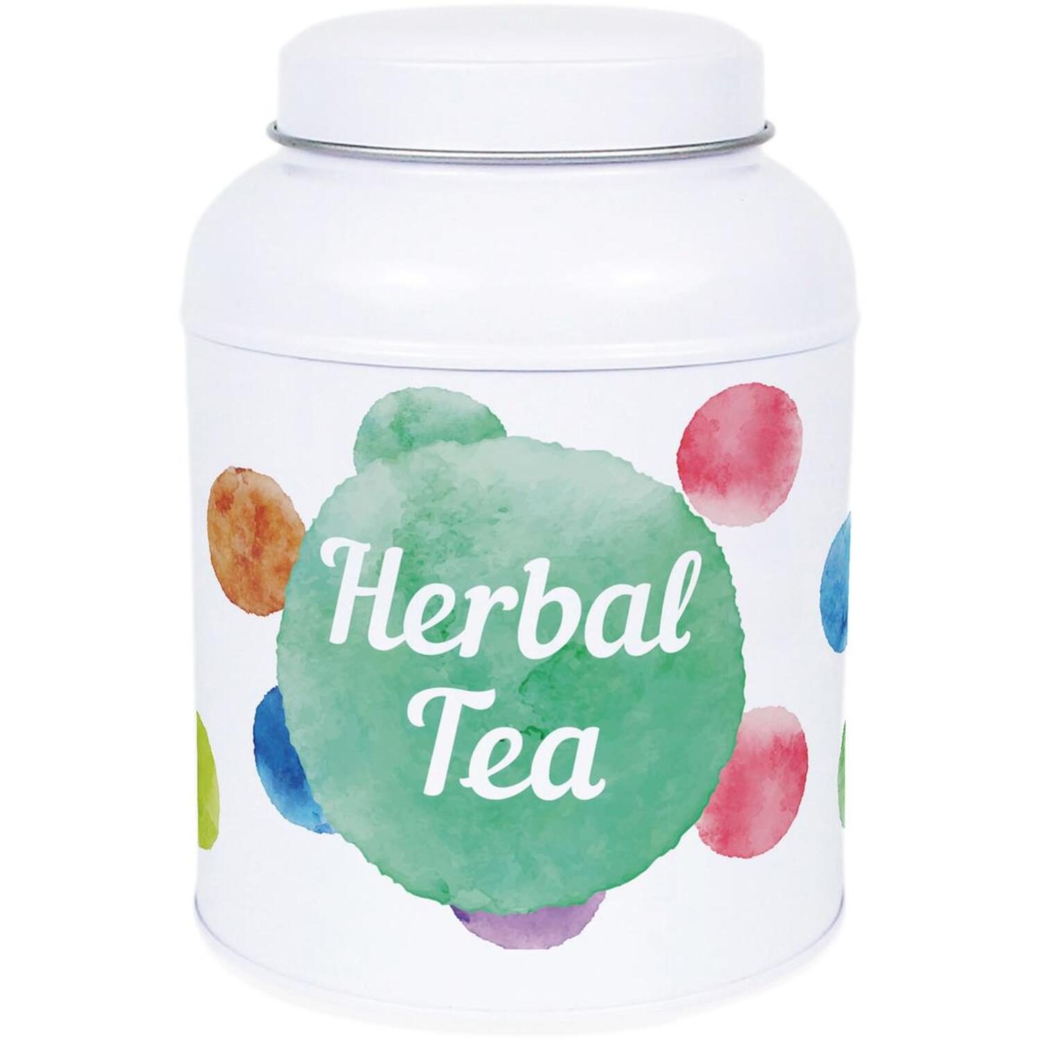 B&Q - Polka Dots Herbal Tea CanisterSmall Dome Lid Kitchen Storage Tin - Image 2