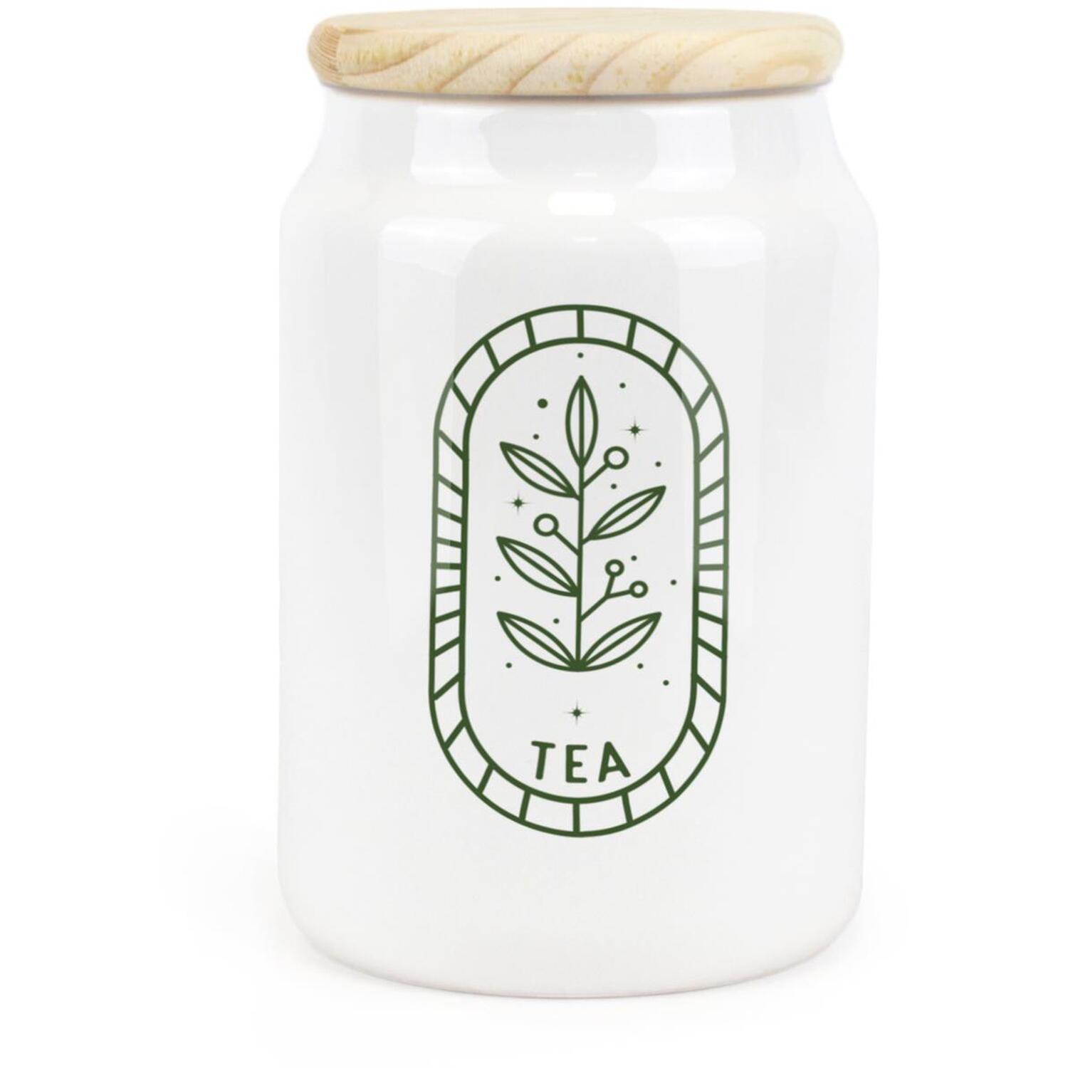 Purely Home Boho Minimalism Ceramic Tea Kitchen Canister, Green - Image 2
