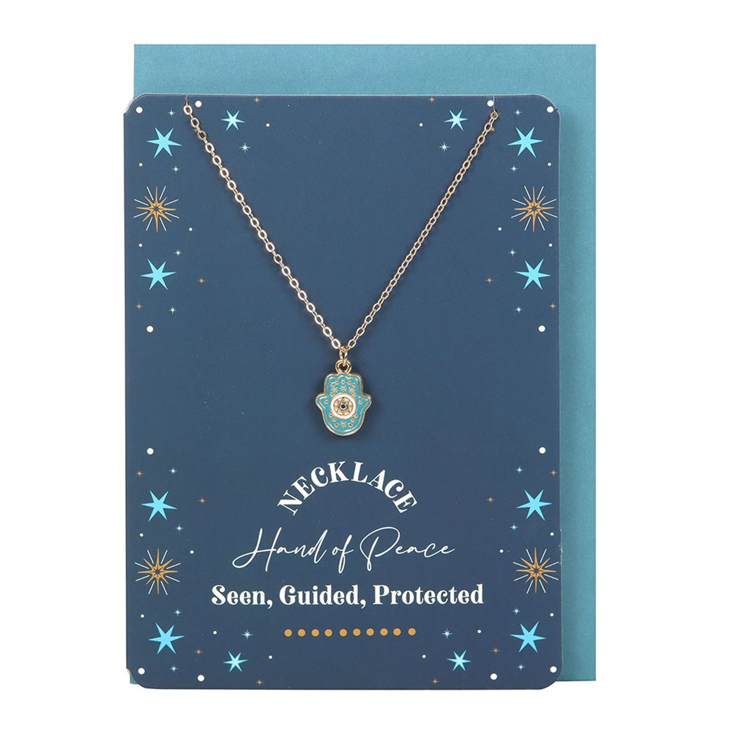 Something Different Hand Of Hamsa Greetings Card Set - Dark Blue/Light Blue/Gold