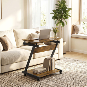 Rustic Brown HOMCOM Movable Computer Desk with 4 Moving Wheels shot 18185949