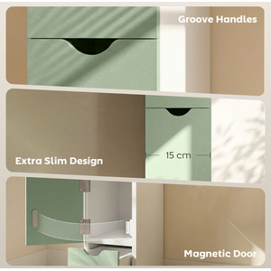 White and Light Green HOMCOM Tall Bathroom Cabinet Bathroom Storage Cabinet with Drawers shot 18189894