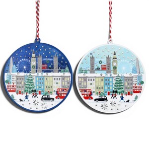 Gisela Graham Christmas - Set of 2 London Design Disc Christmas Tree Decorations