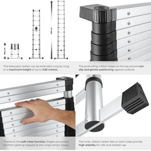 tectake® Aluminium Telescopic Ladder