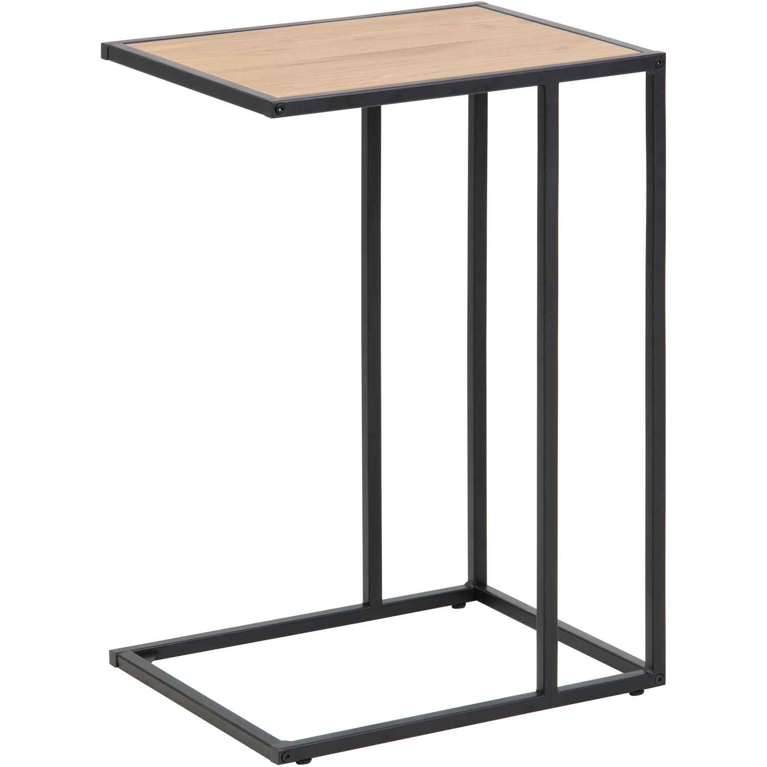 Furniture To Go Seaford Black Metal Side Table With Oak Top - Oak & Black