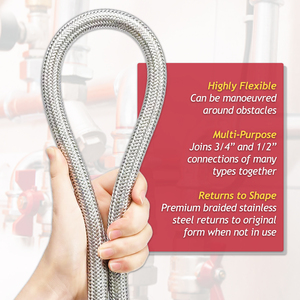 SPARES2GO Flexible Braided Hose Pipe Sink Basin Water Heater Toilet Cistern Steel Connector