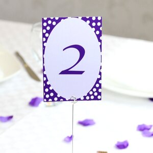 Purple Polka Dot Table Numbers Laminated 72 Cards