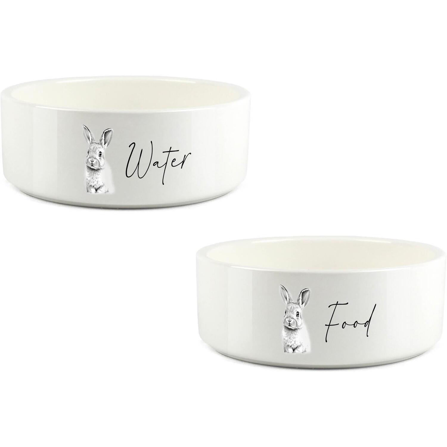 B&Q - Rabbit Portrait Small Ceramic Bowl SetWhite Feeding & Drinking Dishes For Rabbits - Image 3