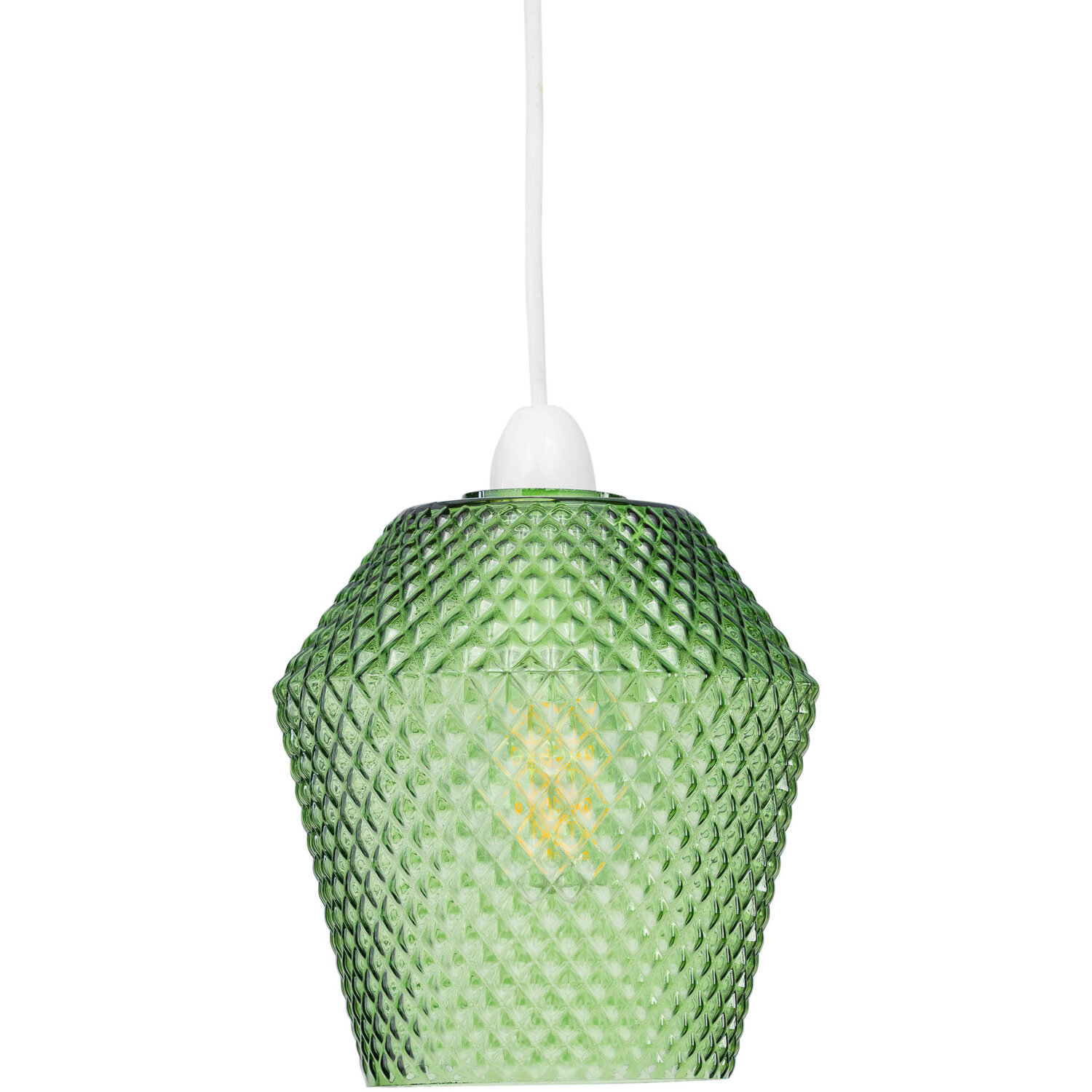 First Choice Lighting Porter Green Textured Glass Easy Fit Pendant Shade - Green