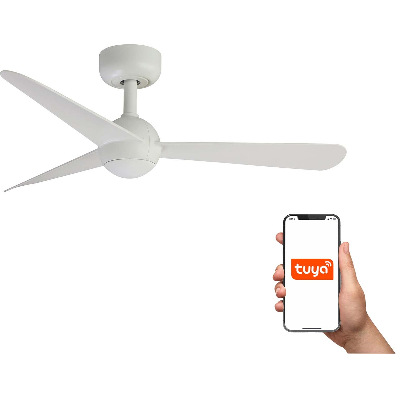 Sfera Small 3 Blade Ceiling Fan Matt White Tuya Smart System - Image 2