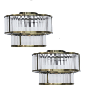 Set Of 2 Wickham Antique Brass Tiered Flush Ceiling Lights