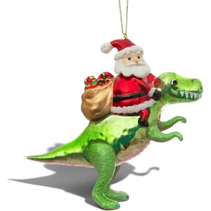 Santa Riding Dinosaur Christmas Tree Decoration