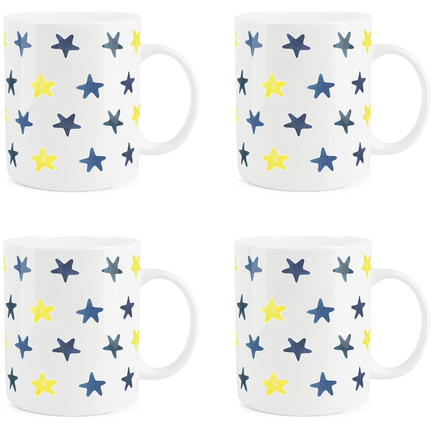 B&Q - Blue & Yellow Stars Bone China MugsSet Of 4 - Image 2
