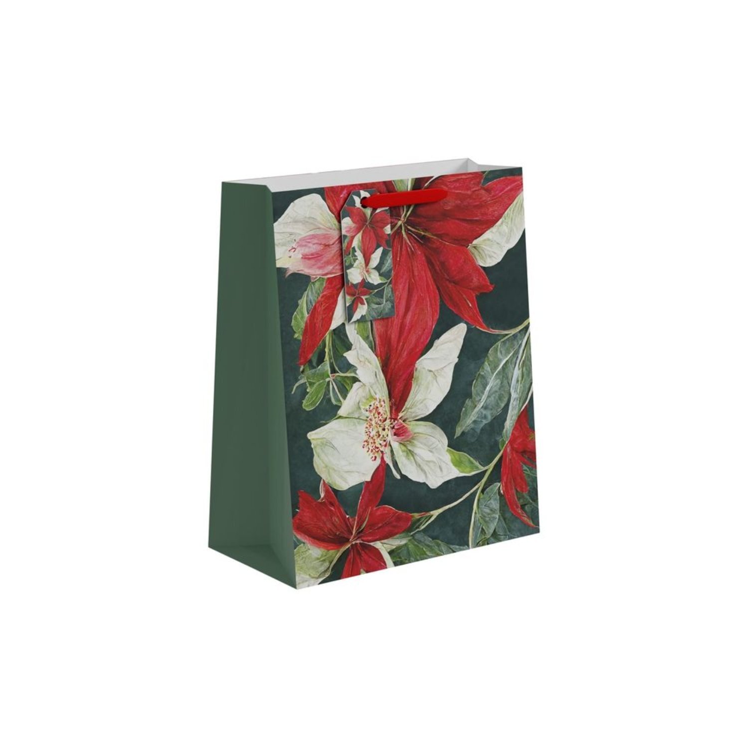  - & White Poinsettia Gift Bag Large 6 PackRed Assorted Designs - Image 3