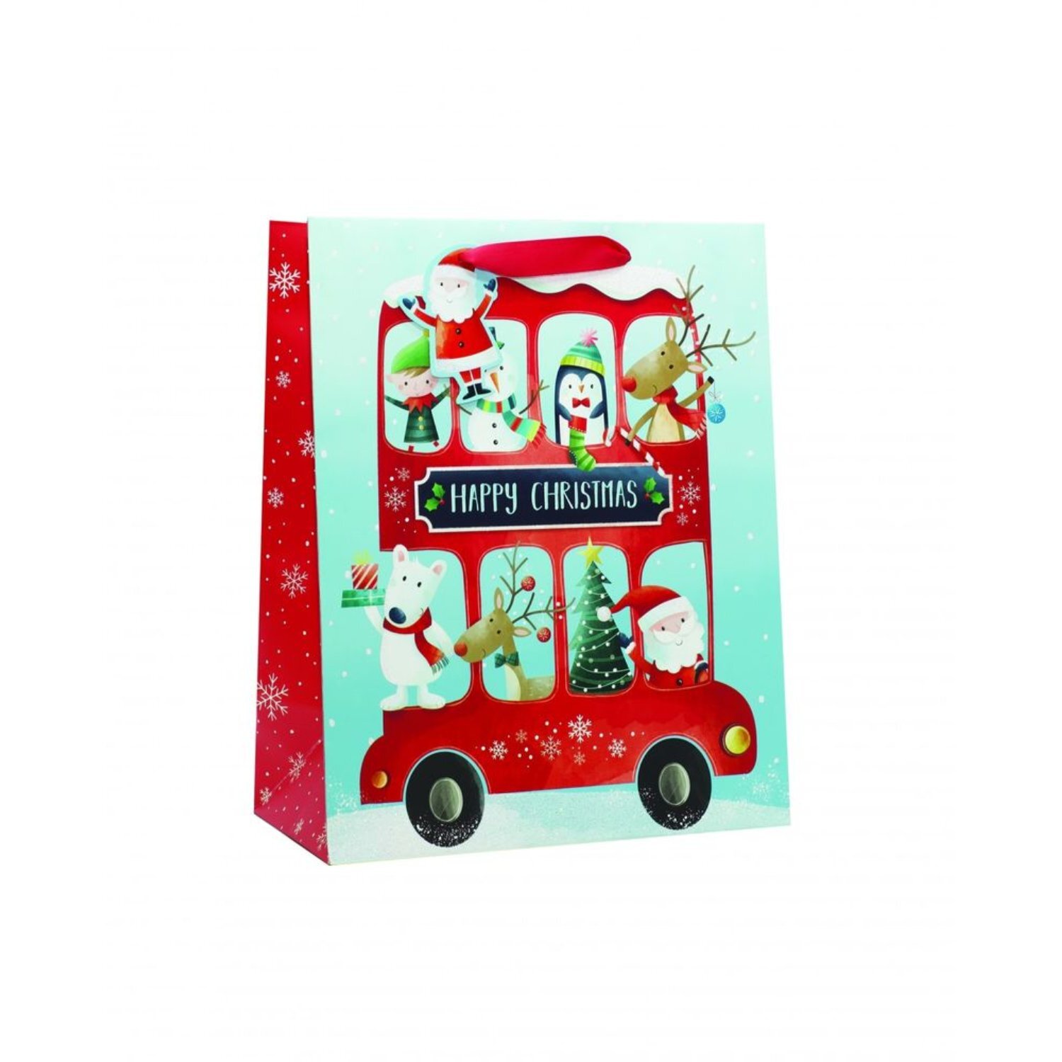  - Christmas Bus Large Bag 10 PackRed Gift Bag - Image 3