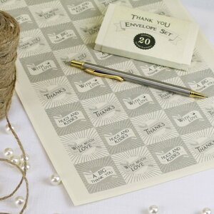 Cream Envelope Thank You Set Ivory and Grey