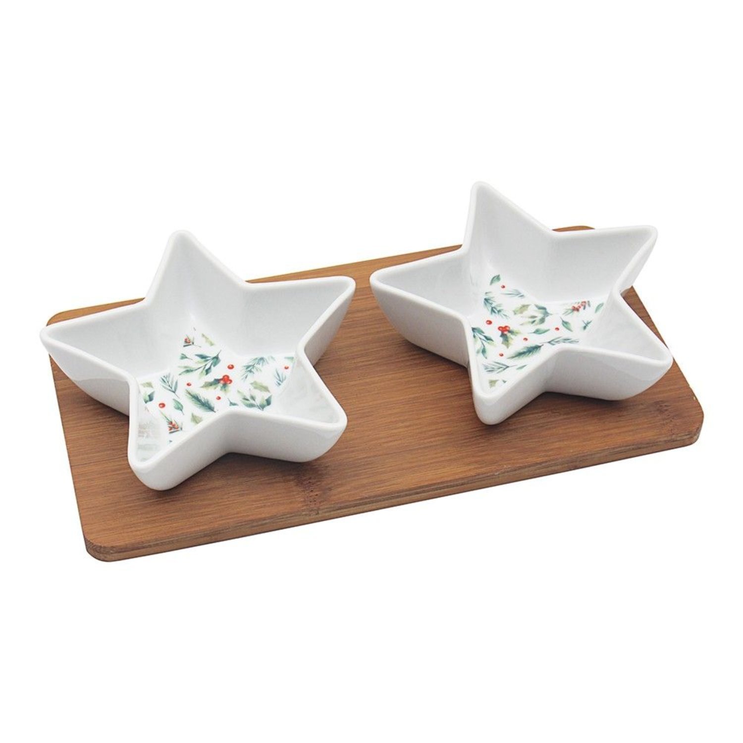 Kdmd Star Dishes With Bamboo Tray White - White