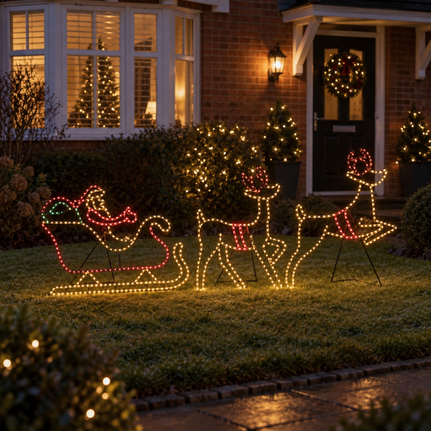 Samuel Alexander Unisex Multicolor Santas Sleigh & Reindeer Light Up Christmas Silhouette With 662 Leds Large - Image 3