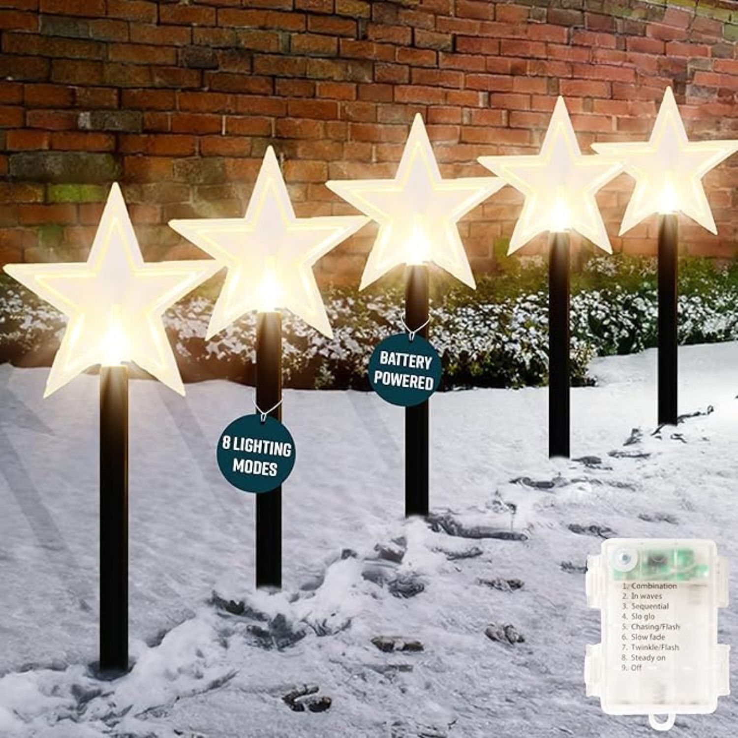 Globrite 5 Pack Star Christmas Garden Lights - Star