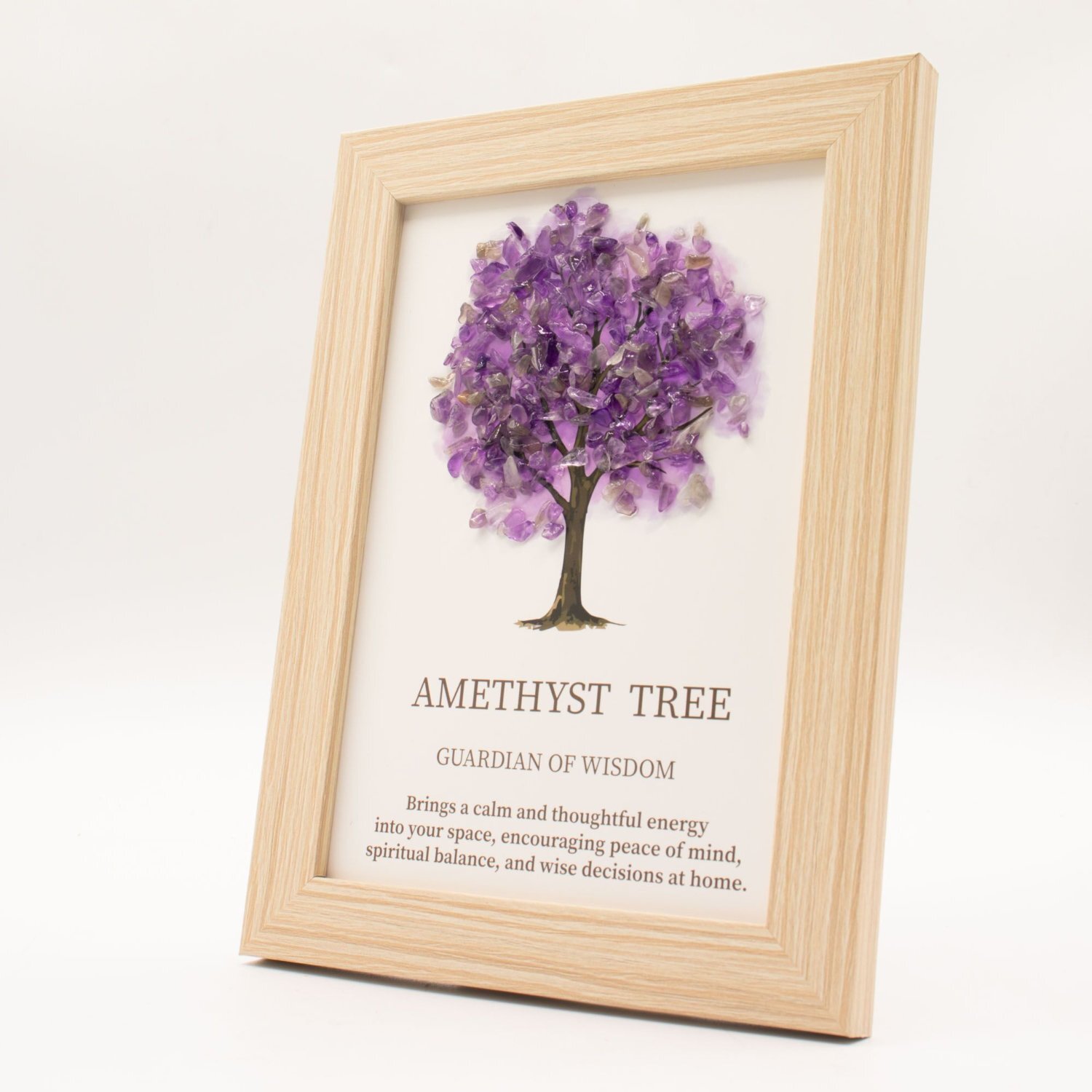 Kdmd Unisex Lavender Amethyst Tree Of Life Gemstone Framed Wall Picture In - Image 2