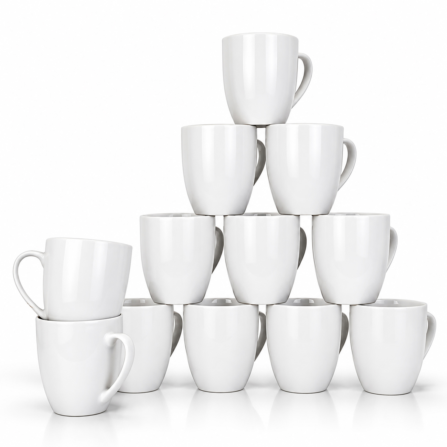 Simpa White Porcelain Classic Mugs - Set Of 12 - White
