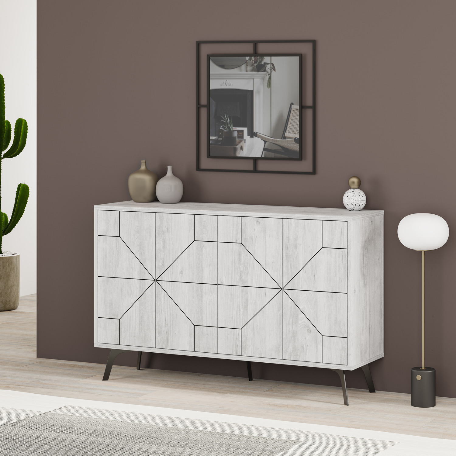 Decortie Dune Console Sideboard - Ancient White - Metal Legs - Modern Aesthetic - Image 2