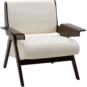 Mid-Century Modern Upholstered Accent Chair with Rubberwood Legs