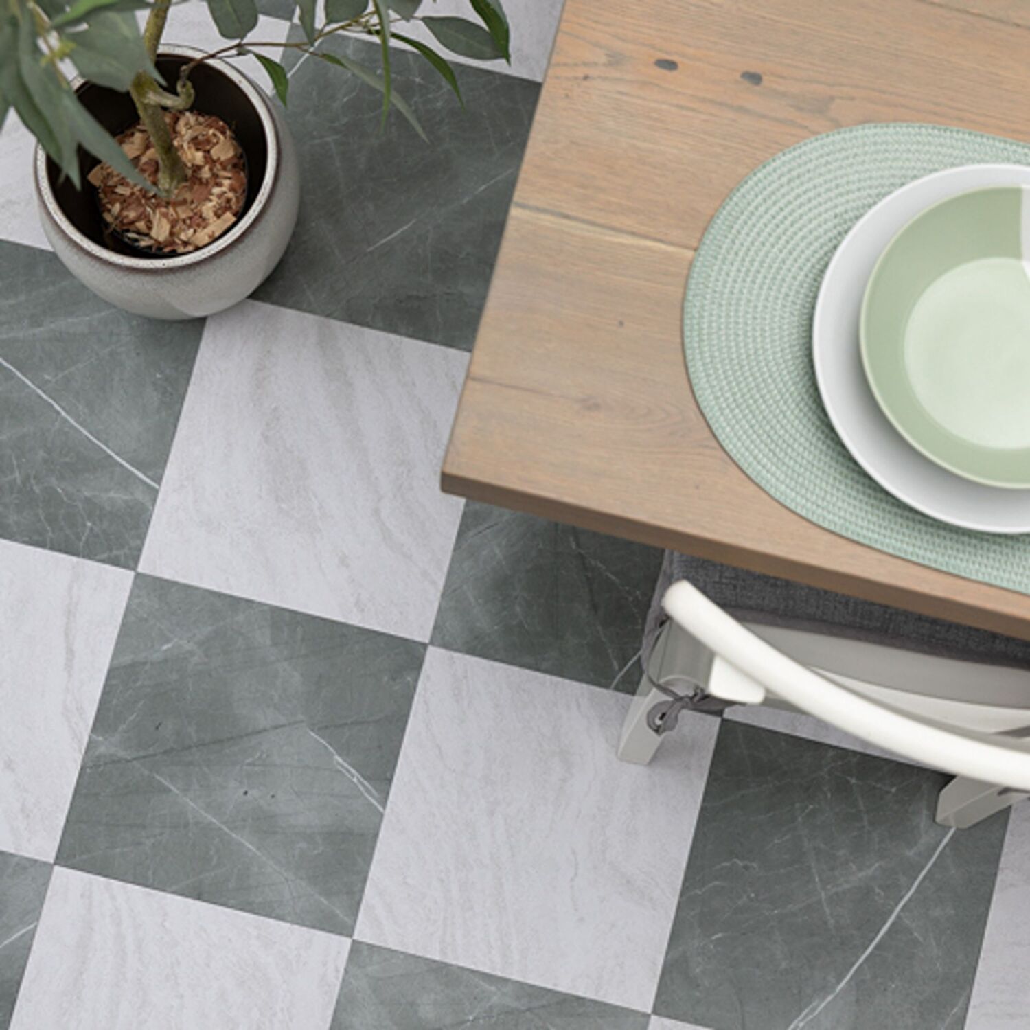 B&Q - Floor Pops Bonneville Jade 30.48 X 30.48Cm Self-Adhesive Vinyl Floor Tiles Pack 10 (0.93Sqm) - Image 2