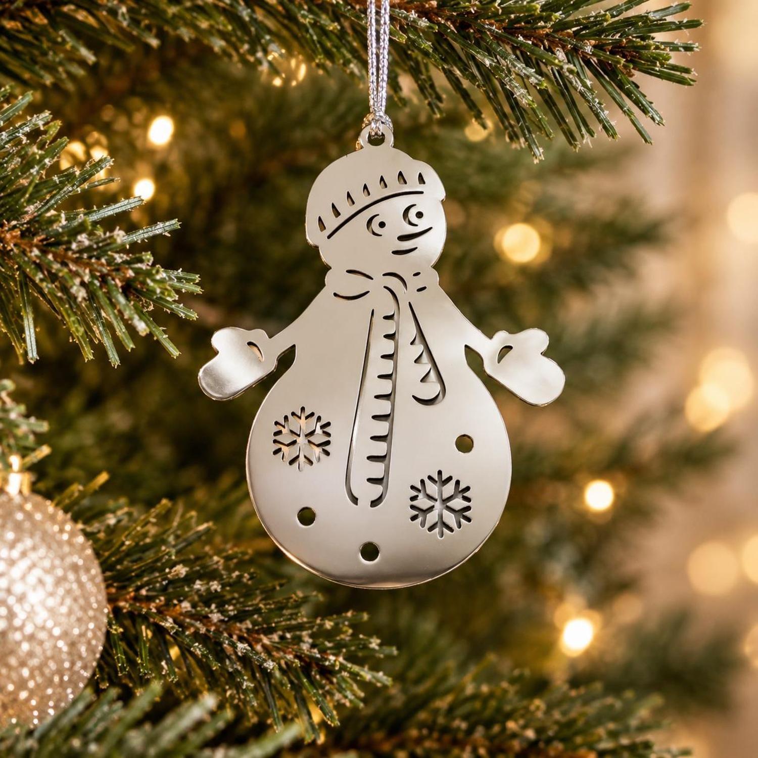 B&Q - Silver Stainless Steel Snowman Christmas Tree Ornament - Image 2