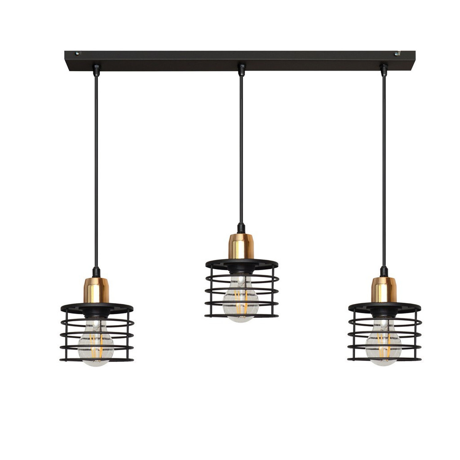 B&Q -  Luminosa Edison Straight Bar Pendant Ceiling Light BlackCopper 65Cm - Image 3