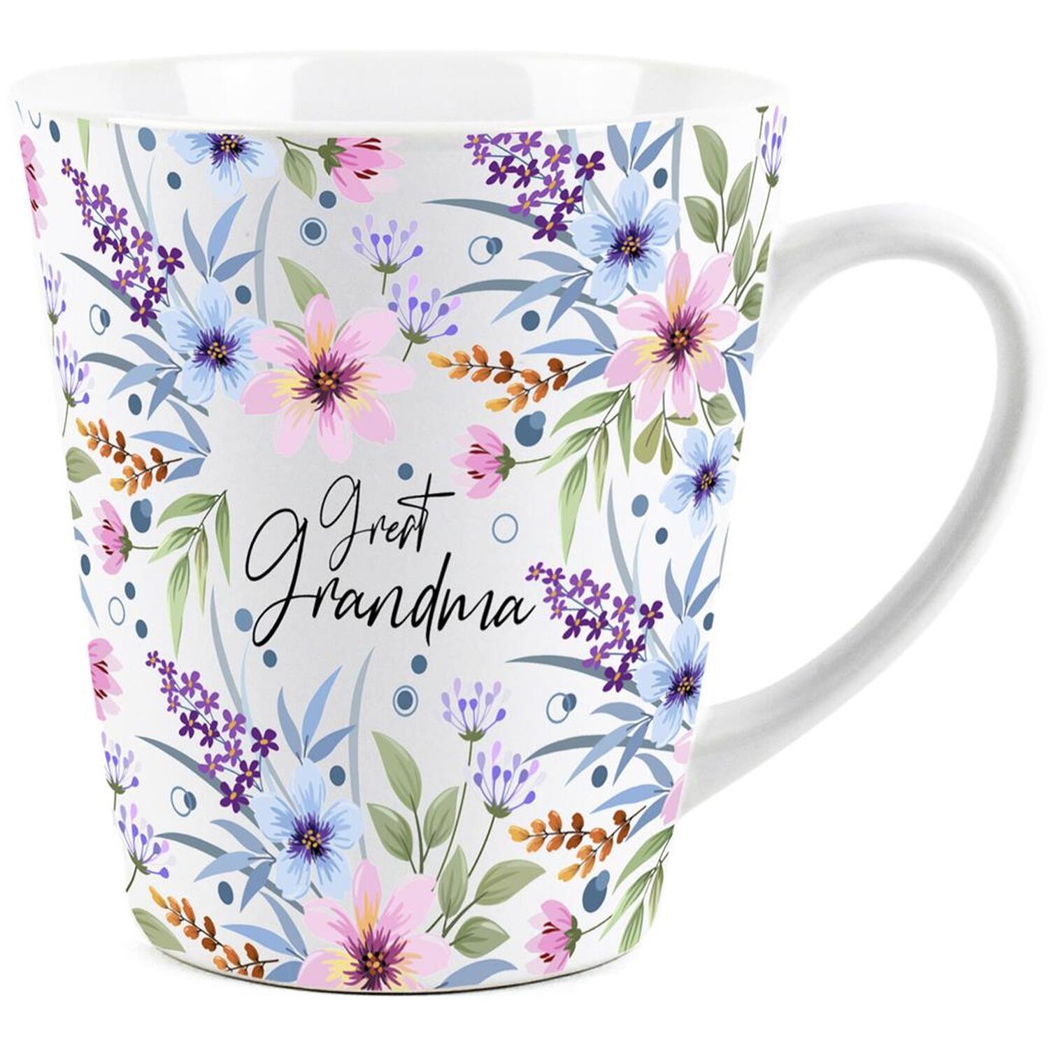 Purely Home Blue & Purple Floral Latte Mug Gift For Great Grandma