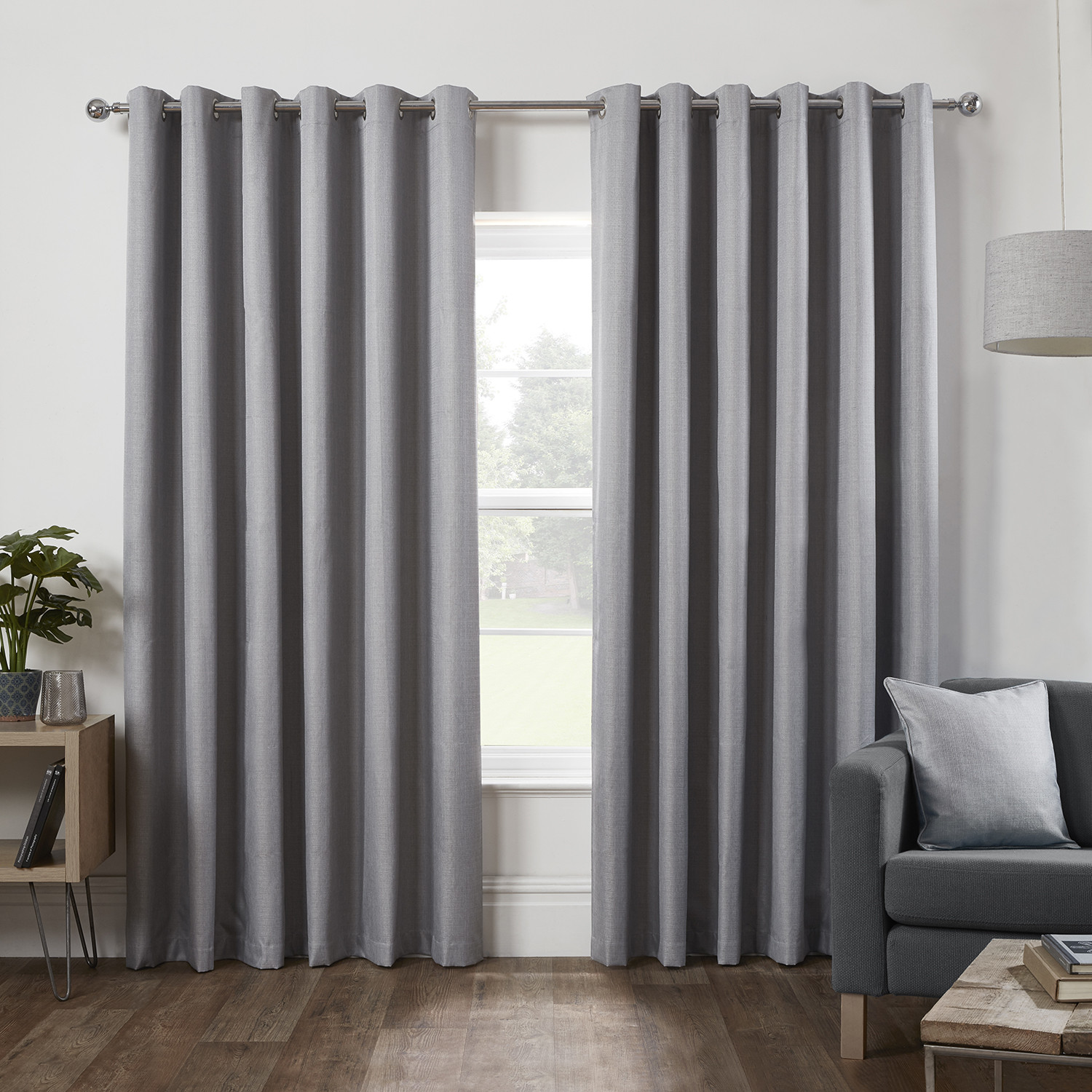 Hoxton Blackout Eyelet Curtains - Silver / 168cm / 229cm