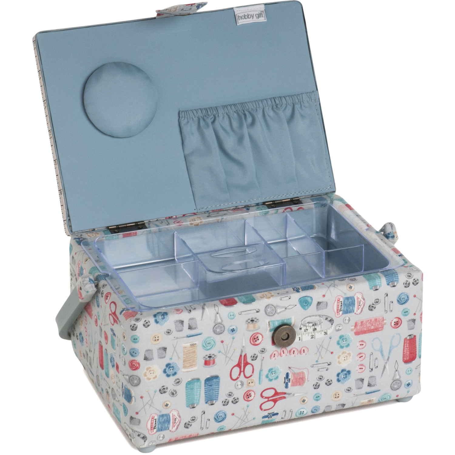 Sewing Box PVC Handle Stitch in Time - Silver