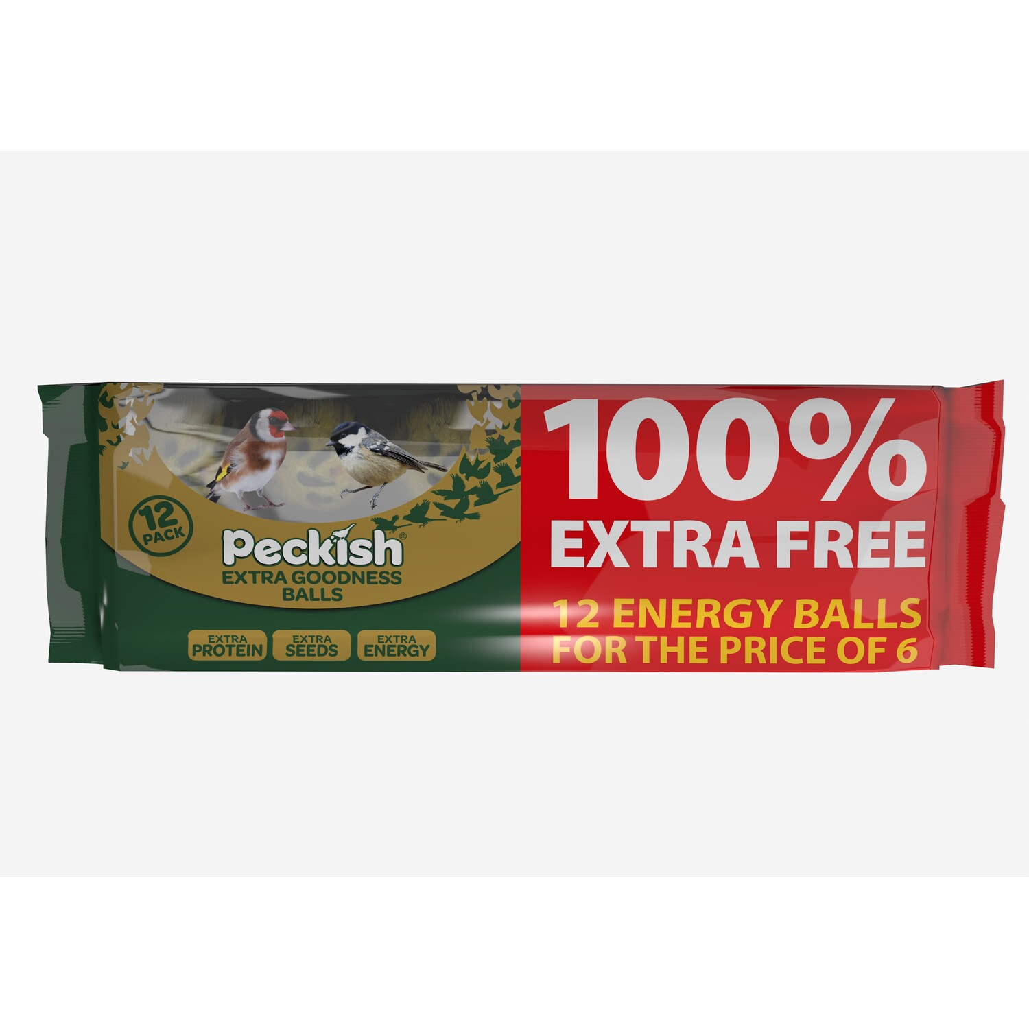 Peckish Pack Of 12 Extra Goodness Energy Bird Balls