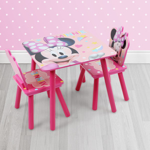 Minnie Mouse Wooden Table 2 Chairs Set by Nixy Children