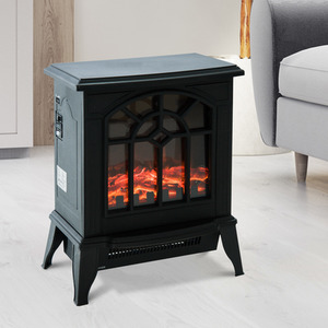 HOMCOM Electric Fireplace Heater Black Stove with LED Flame Effect Freestanding