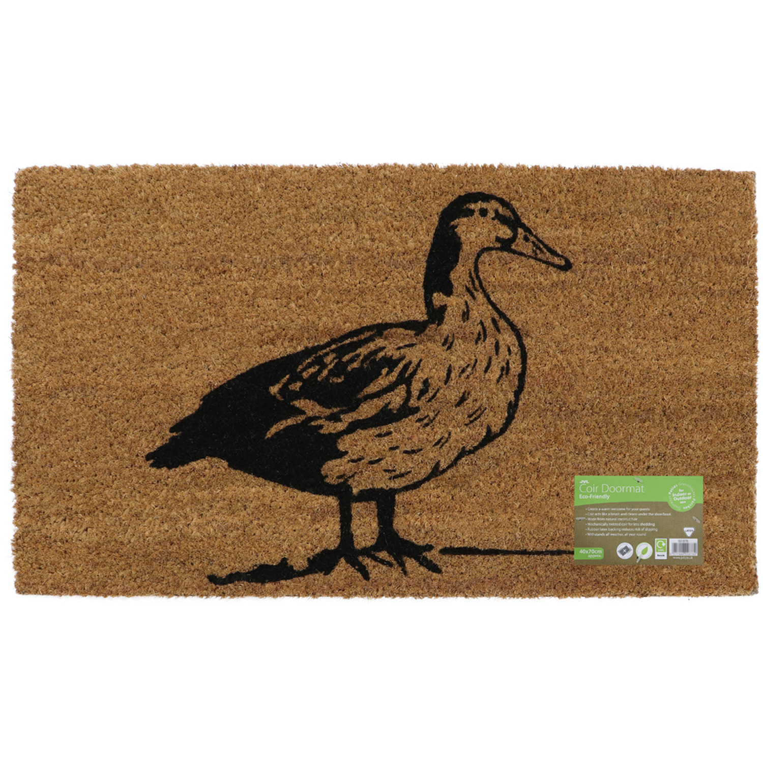 JVL Eco-Friendly Quackers Duck Door Mat - Brown