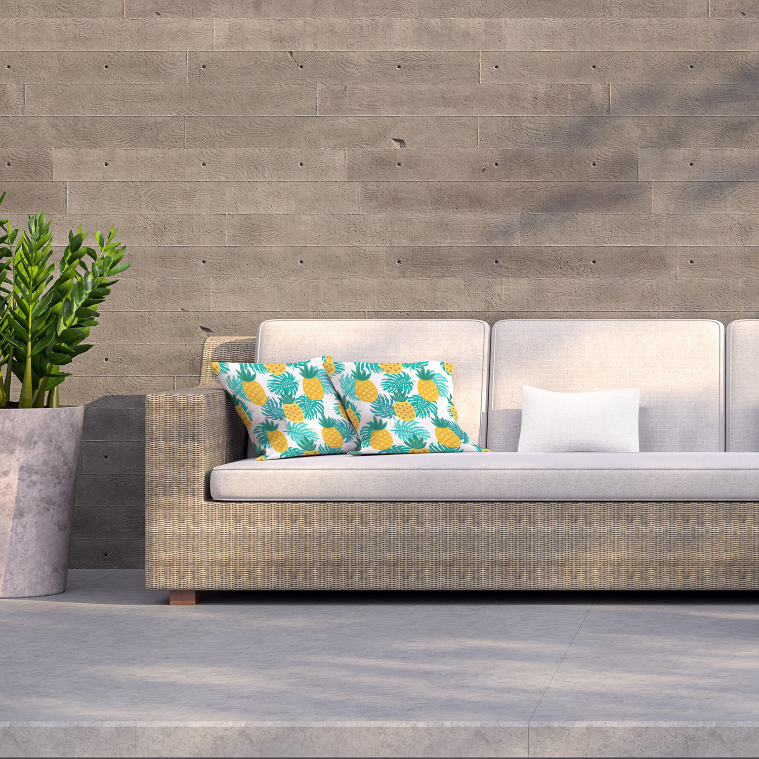 Cute seamless pattern with pineapple Outdoor Cushion - Blue / 60cm