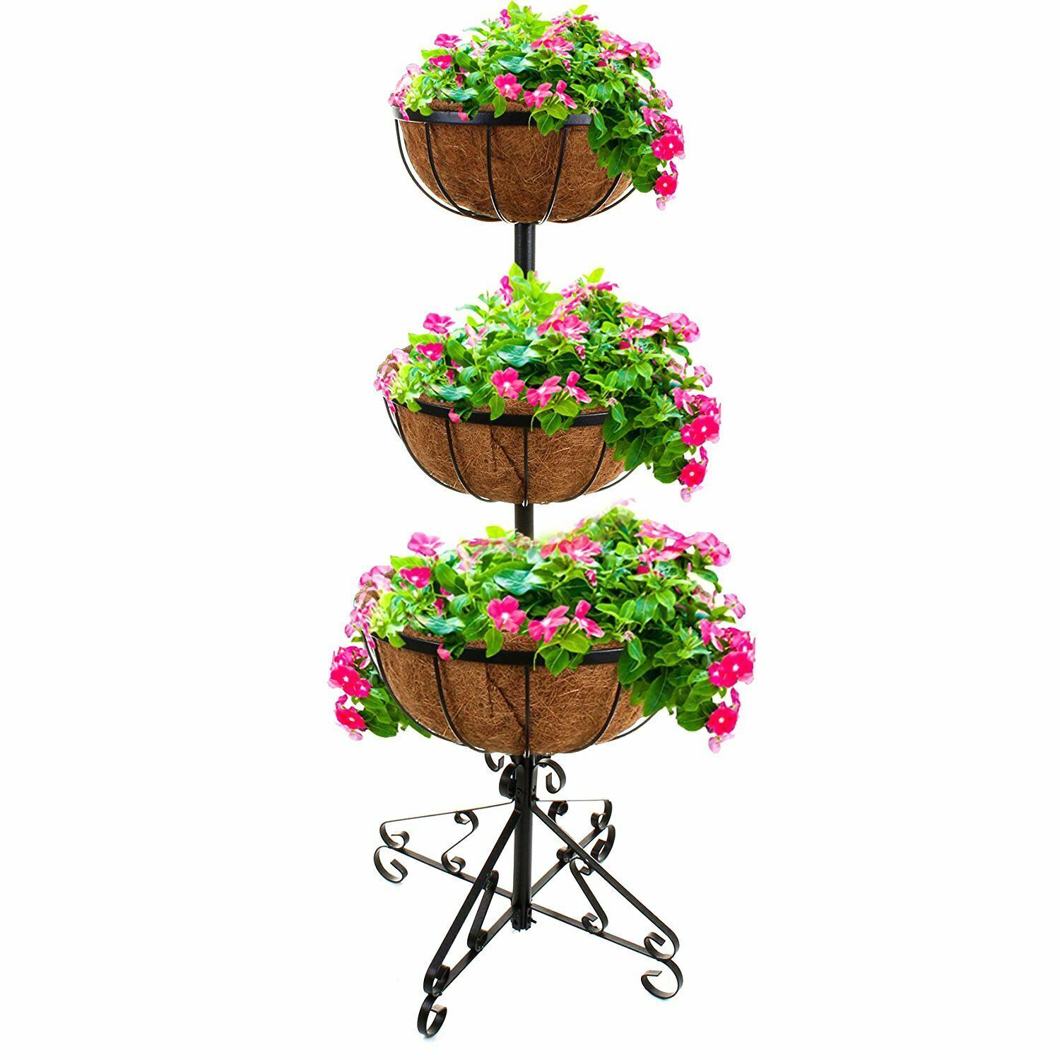 Gr8 Garden 3 Tier Flower Fountain Planter - Metal - Brown