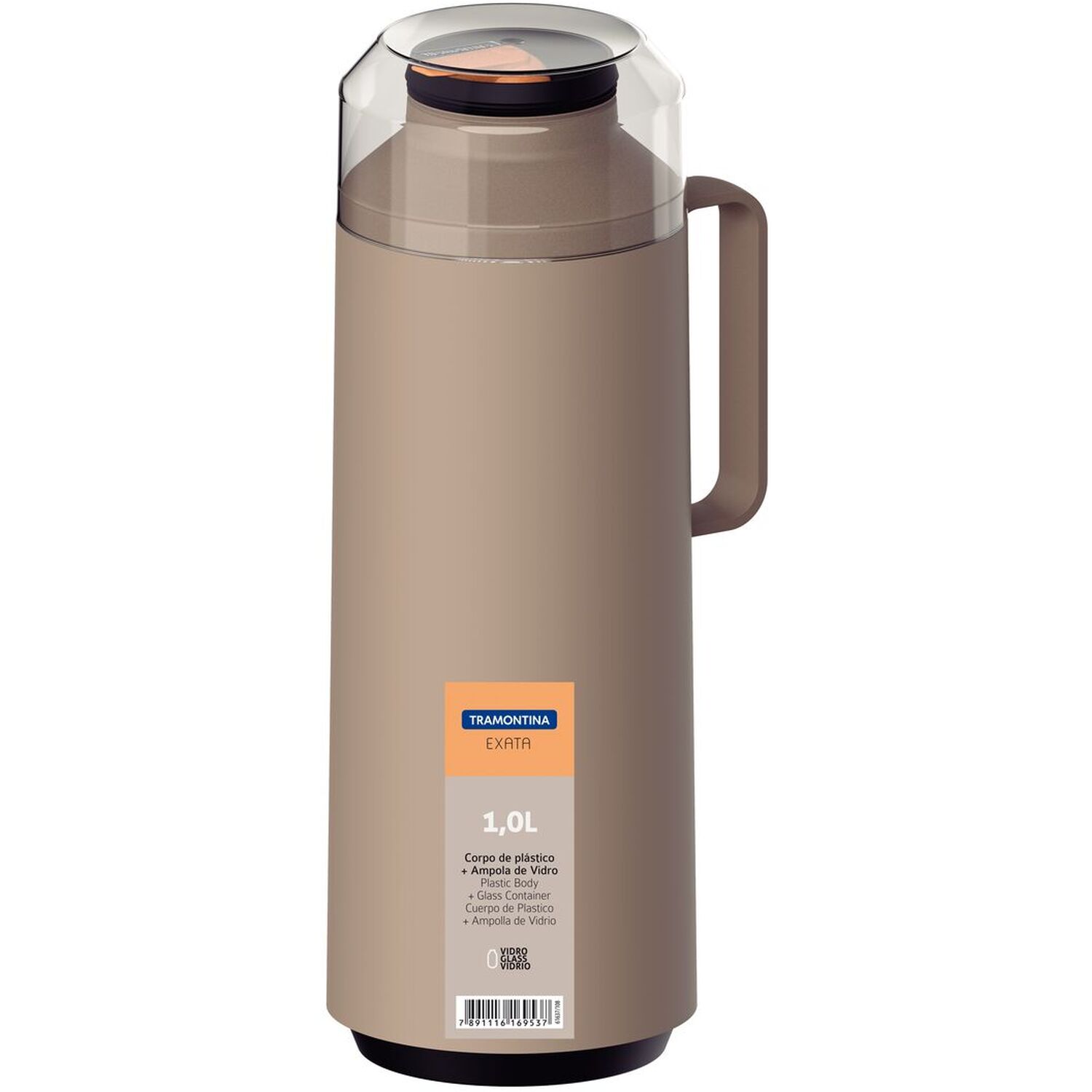Tramontina Thermal Flask with Cup Lid, Interior Glass Container 1.0l - Beige