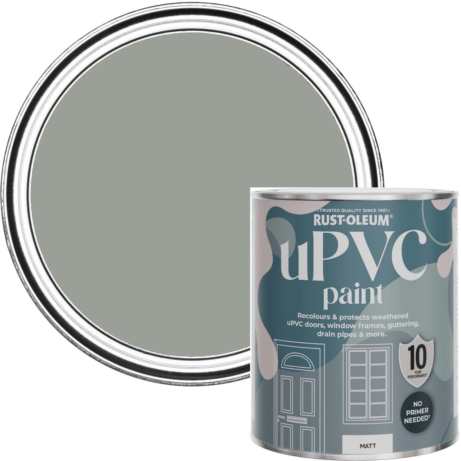 Rust-Oleum Upvc Door And Window Paint Matt Chalk Green 750Ml - Green - Green
