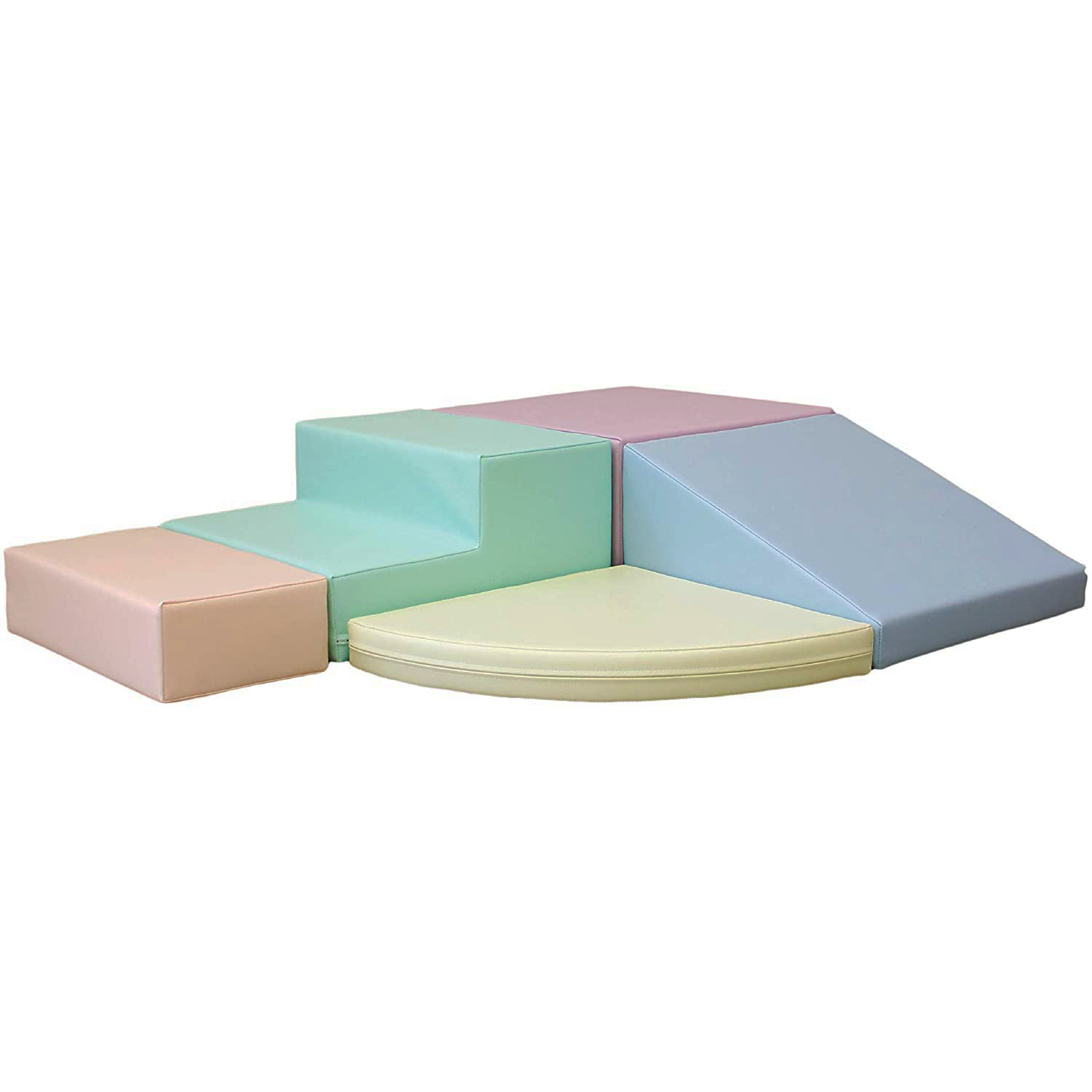 Little Helper Montessori Soft Play Equipment With Slide And Step - Pastel Colours - Pastel / 7.8In