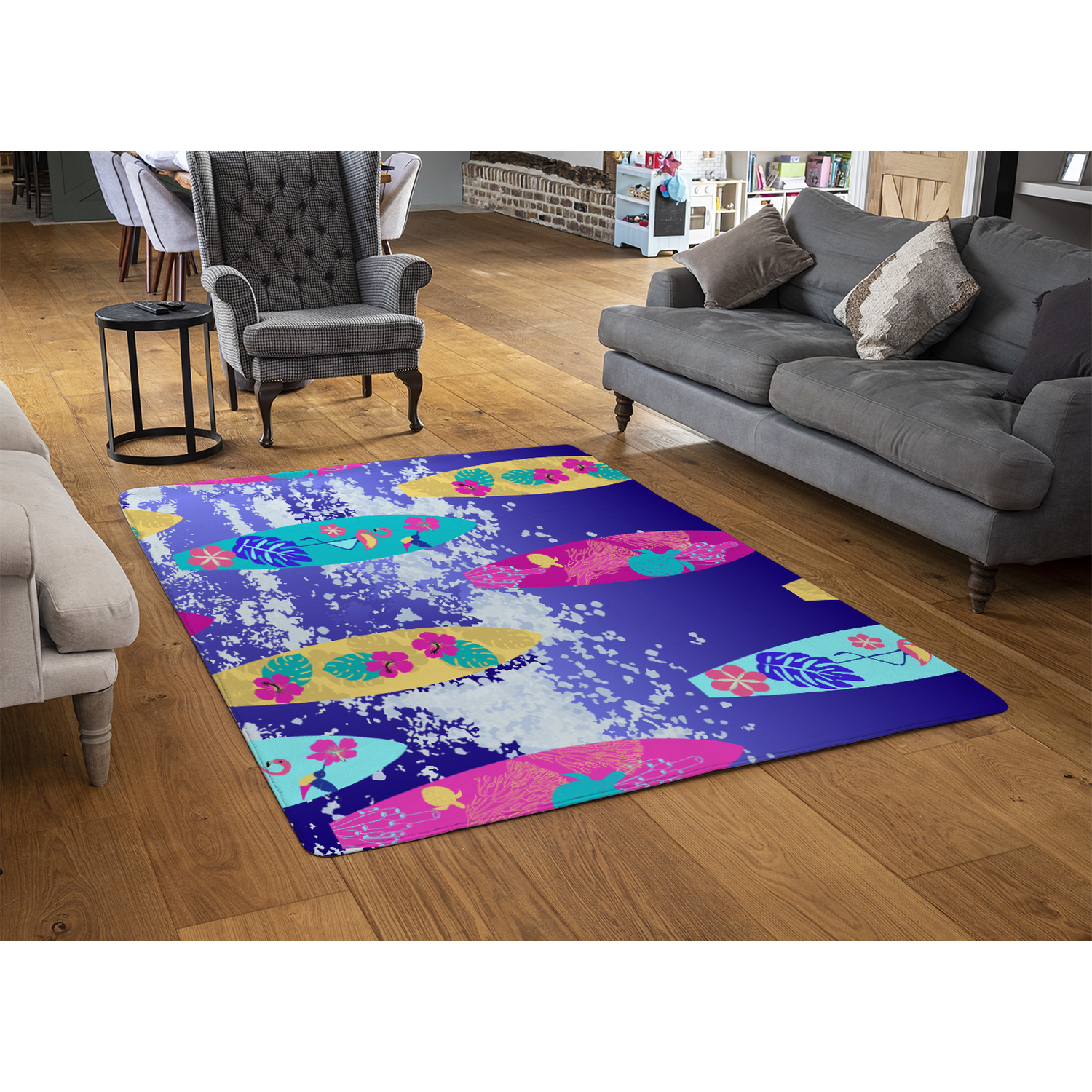 Tropical Surf Rug - Blue / 150cm thumbnail